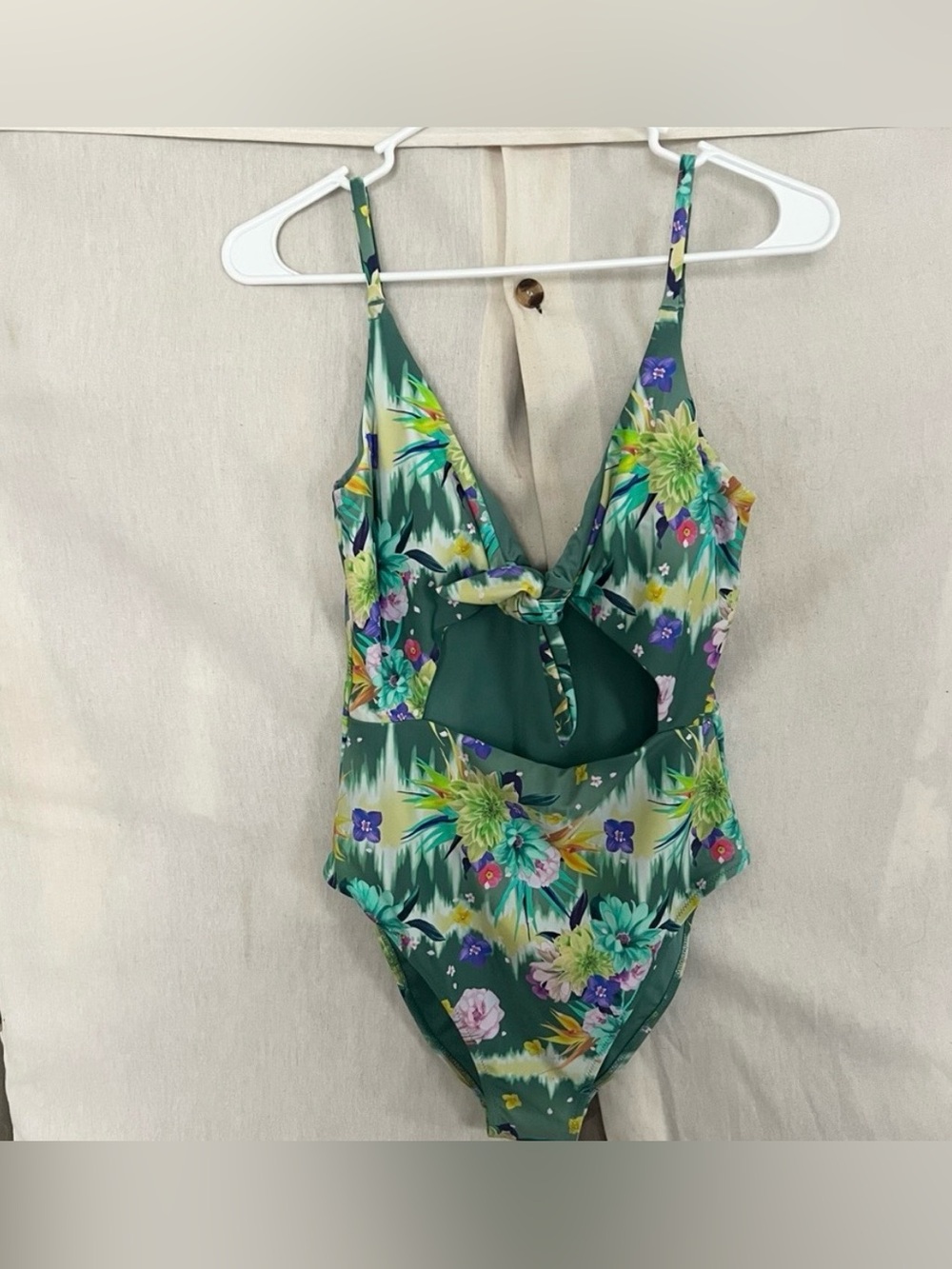 American Eagle x Naito Green Floral Cutout One Piece Swimsuit NWOT Medium